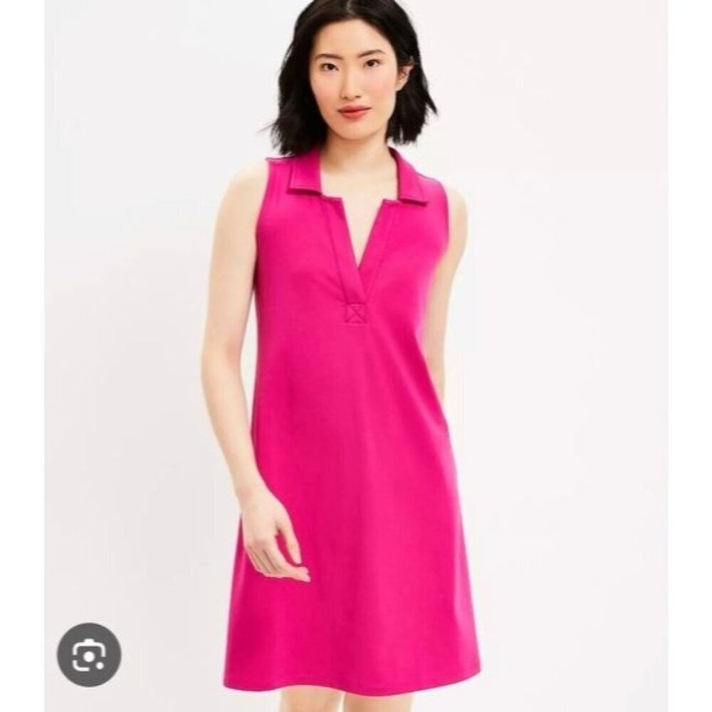 Lou & Grey Sleeveless Polo Dress Activewear Fuchsia Magenta Size XS Country Club